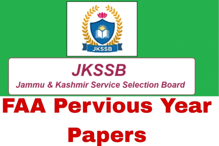 JKSSB FAA Previous Papers